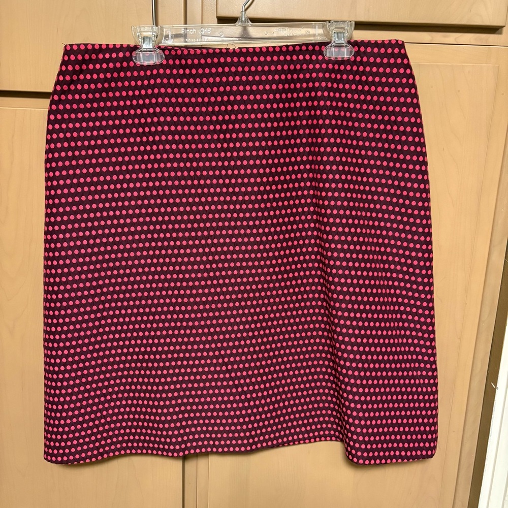 Boden Pink and Black Polka Dot Pencil Skirt